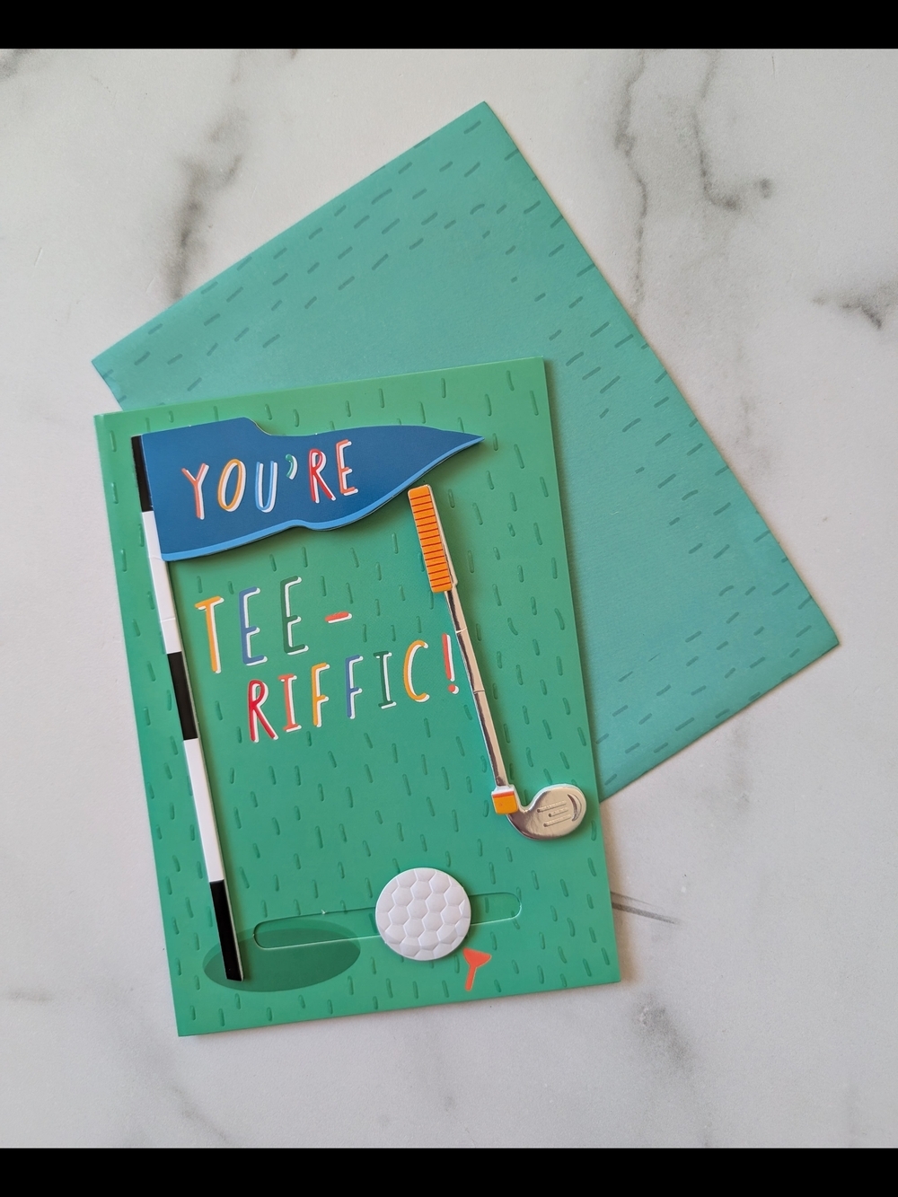 You're Tee-riffic Golf Greeting Card - Teal & Blue